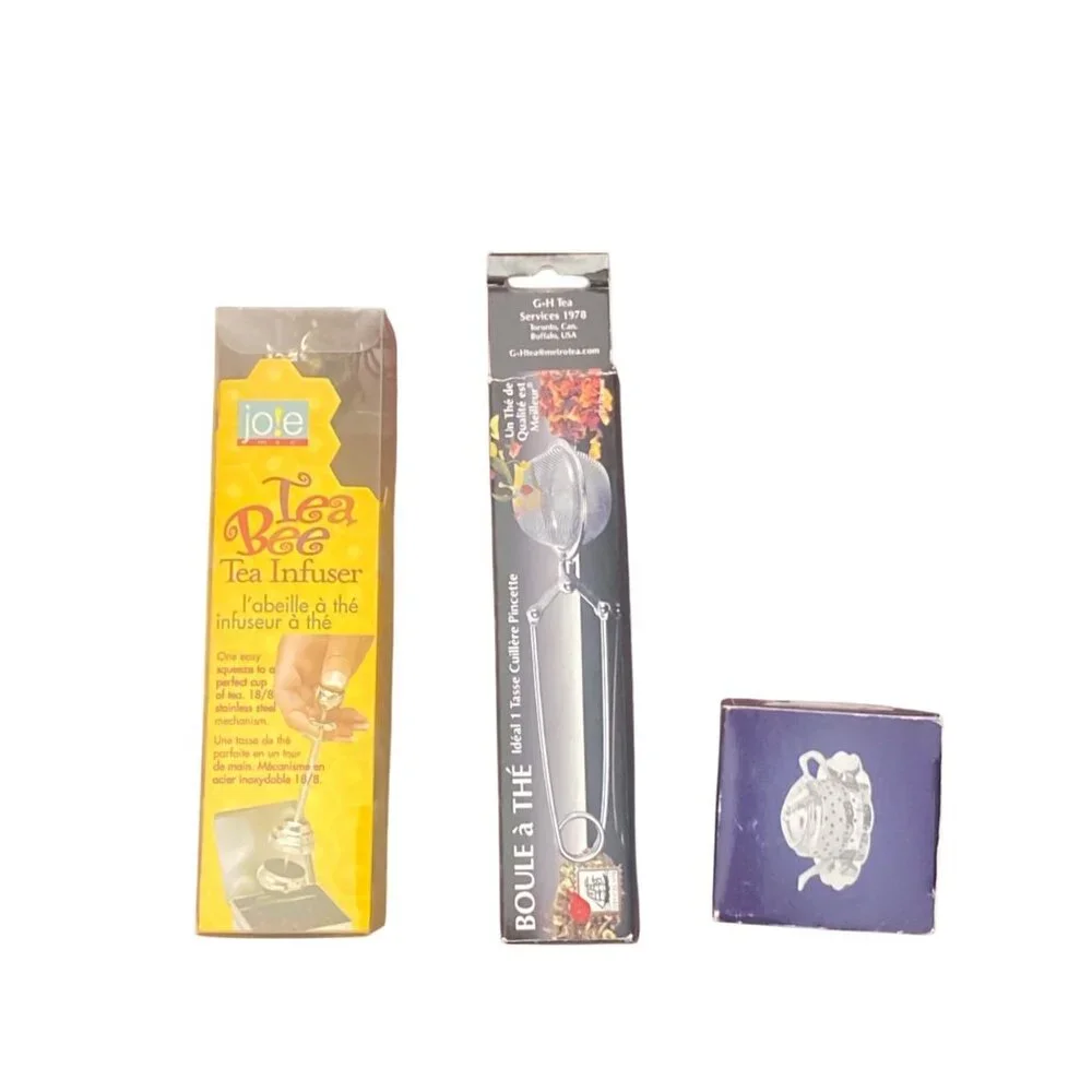 Tea Infuser 3-Set‎ Mesh Pincer Spoon Joie Bee & Whittard Teapot Stainless Steel